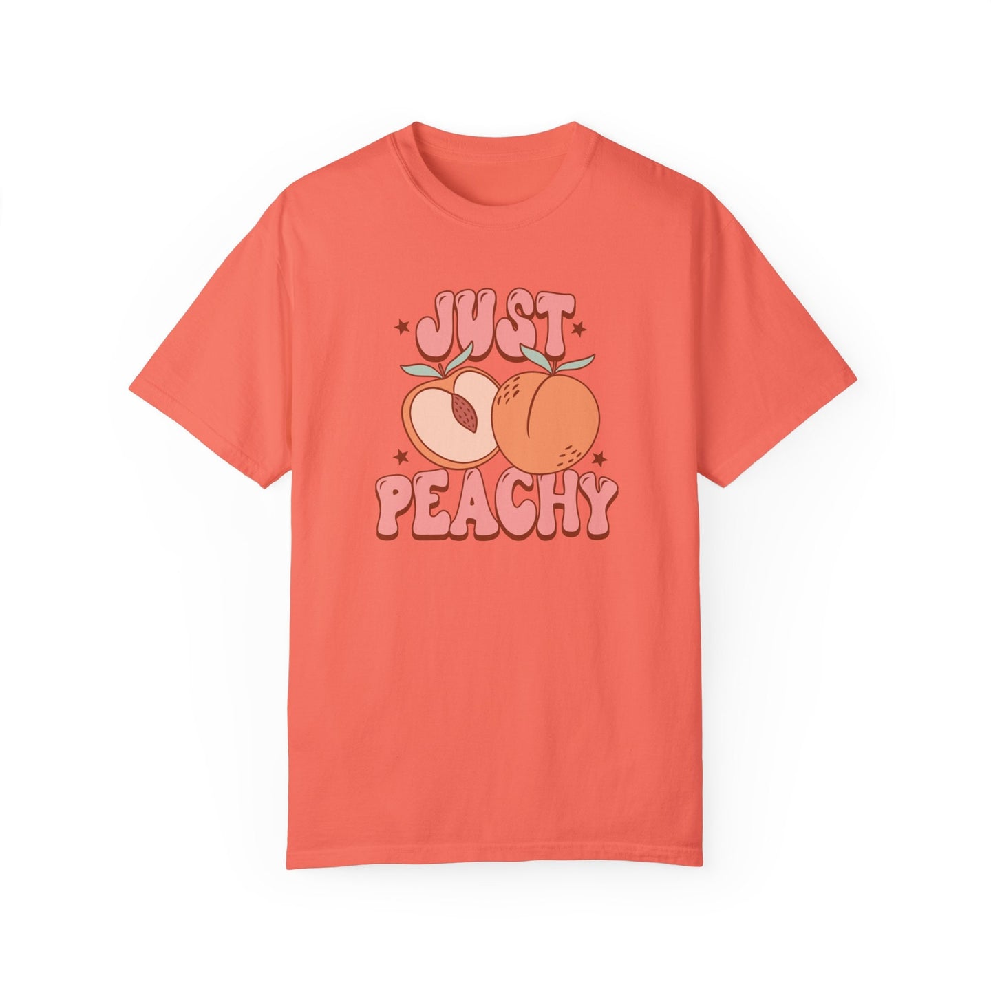 Just peachy comfort Colors t-shirt, Summer Shirts, Cute Womens Shirt, Retro Summer Shirt, Gifts For Peach Lovers, Summer Vibes Shirt